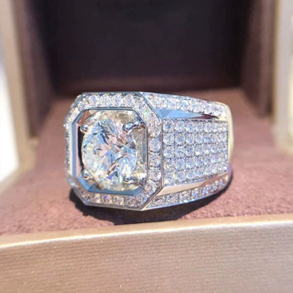 Wholesale Men's Jewelry Copper Geometric Zircon Ring