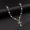 Wholesale Men's Jewelry Hiphop Style Cross Necklace With Imitation Pearl And Crystal Made Of Zinc Alloy Geometric Pattern Handmade