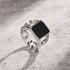 Wholesale Men's Jewelry Stainless Steel Punk Square Geometric Glass Stone Chain Ring Polished