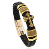 Wholesale Men's Leather Magnet Buckle Woven Bracelet Handmade Bohemian Geometric Style