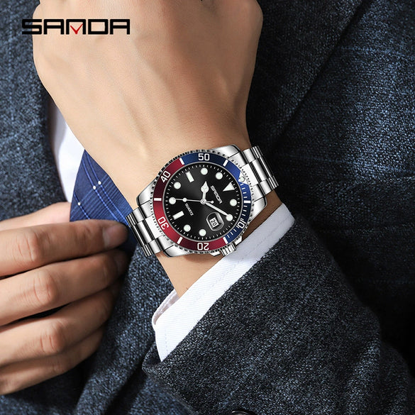 Wholesale Men's Leisure Style Round Dial Waterproof Quartz Watch With Steel Band Alloy Case And Mineral Reinforced Mirror
