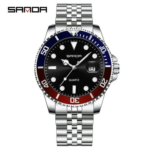 Wholesale Men's Leisure Style Round Dial Waterproof Quartz Watch With Steel Band Alloy Case And Mineral Reinforced Mirror
