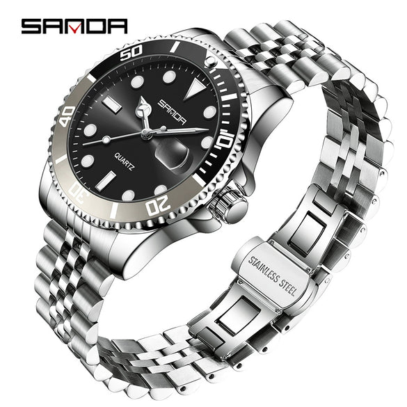 Wholesale Men's Leisure Style Round Dial Waterproof Quartz Watch With Steel Band Alloy Case And Mineral Reinforced Mirror