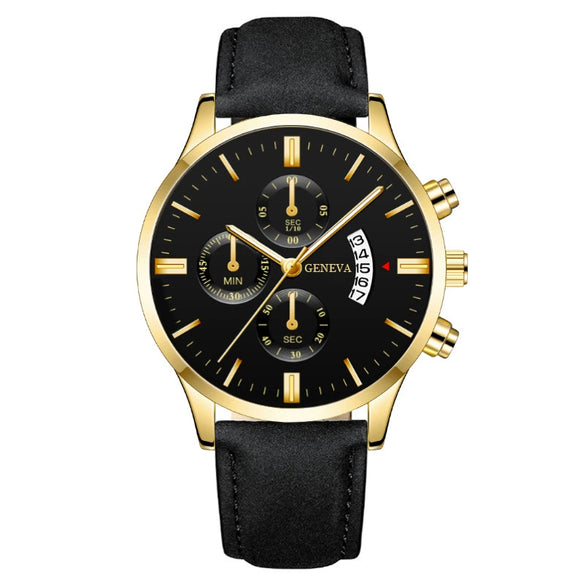 Wholesale Men's Metal Case Leather Strap Quartz Watch With Round Dial And Fashion Style