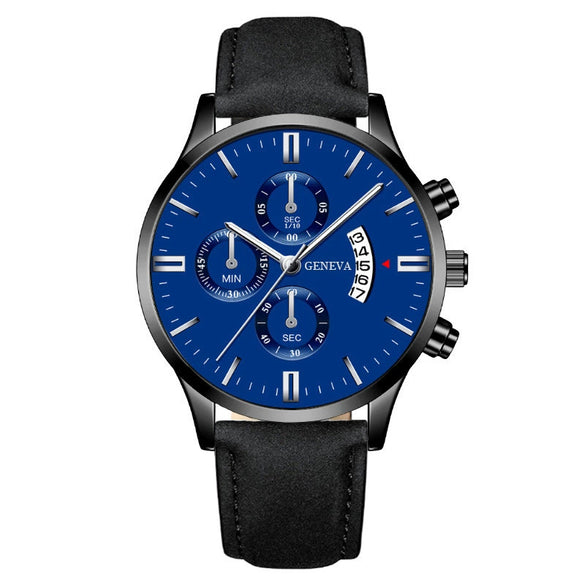 Wholesale Men's Metal Case Leather Strap Quartz Watch With Round Dial And Fashion Style