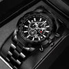 Wholesale Men's Metal Case Stainless Steel Band Round Dial Fashion Sports Waterproof Quartz Watch With Three Eyes Six Needle Luminous Calendar