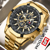 Wholesale Men's Metal Case Stainless Steel Band Round Dial Fashion Sports Waterproof Quartz Watch With Three Eyes Six Needle Luminous Calendar