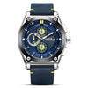Wholesale Men's Multifunction Chronograph Calendar Watch Alloy Case Genuine Leather Strap Round Dial