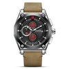 Wholesale Men's Multifunction Chronograph Calendar Watch Alloy Case Genuine Leather Strap Round Dial
