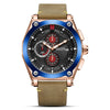 Wholesale Men's Multifunction Chronograph Calendar Watch Alloy Case Genuine Leather Strap Round Dial