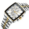 Wholesale Men's Multifunction Chronograph Waterproof Calendar Watch With Solid Stainless Steel Band Rectangular Dial And Mineral Reinforced Glass Mirror