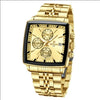 Wholesale Men's Multifunction Chronograph Waterproof Calendar Watch With Solid Stainless Steel Band Rectangular Dial And Mineral Reinforced Glass Mirror