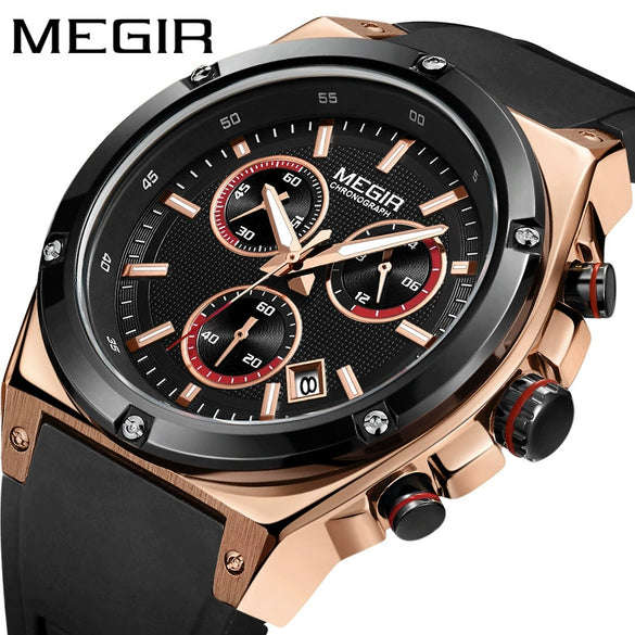 Wholesale Men's Multifunctional Sports Chronograph Silicone Quartz Watch With Alloy Case And Mineral Strengthened Glass Mirror Round Dial