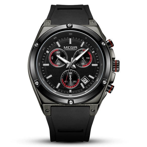 Wholesale Men's Multifunctional Sports Chronograph Silicone Quartz Watch With Alloy Case And Mineral Strengthened Glass Mirror Round Dial