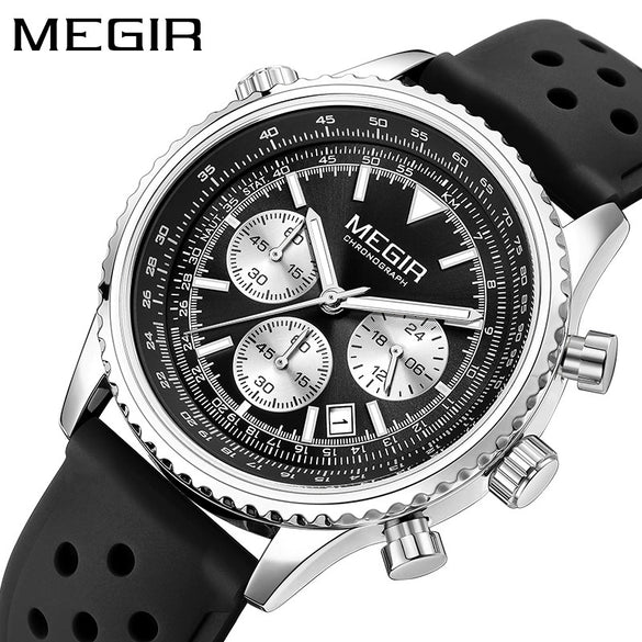 Wholesale Men's Multifunctional Ultrathin Business Style Silicone Band Alloy Case Round Waterproof Luminous Calendar Watch