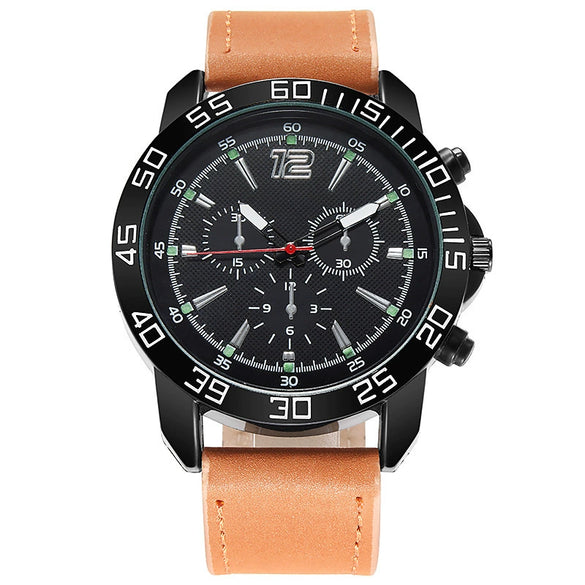 Wholesale Men's Outdoor Multifunctional Sports Quartz Watch Alloy Case Imitation Leather Strap Round Dial