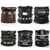 Wholesale Men's Punk Style Handwoven Leather Bracelet With Owl Wings Pattern