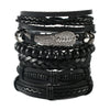 Wholesale Men's Punk Style Handwoven Leather Bracelet With Owl Wings Pattern