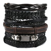 Wholesale Men's Punk Style Handwoven Leather Bracelet With Owl Wings Pattern