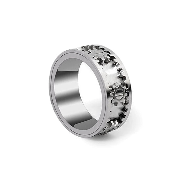 Wholesale Men's Pure Handmade Geometric Rotatable Gear Ring Made Of Titanium Steel