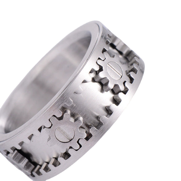 Wholesale Men's Pure Handmade Geometric Rotatable Gear Ring Made Of Titanium Steel