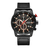 Wholesale Men's Quartz Watch Multifunctional Waterproof Leather Strap Glass Mirror Alloy Case Stainless Steel Clasp Round Dial Leisure Style