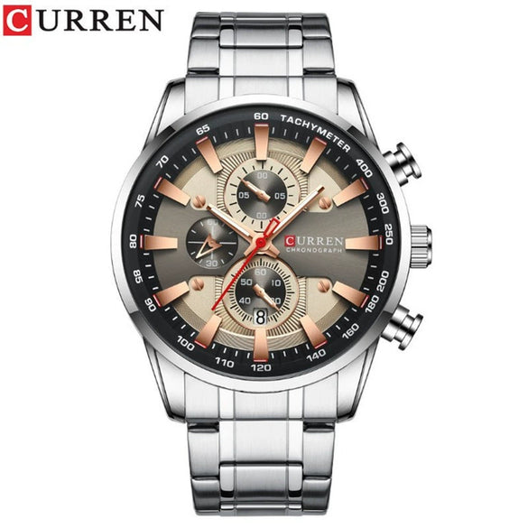 Wholesale Men's Quartz Watch With Business Style Round Dial Stainless Steel Strap And Clasp Alloy Case Sapphire Crystal Glass Mirror