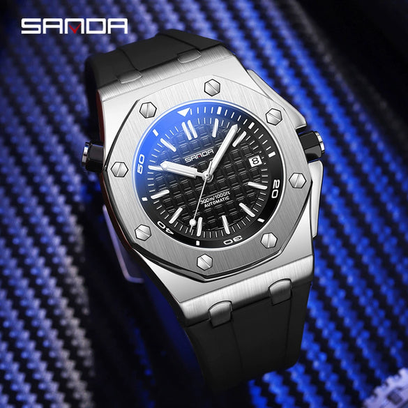 Wholesale Men's Quartz Watch With Calendar Fashion Stereo Plaid Zinc Alloy Case Silicone Strap Mineral Strengthened Blue Light Glass Mirror Round Dial