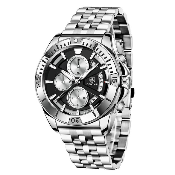 Wholesale Men's Quartz Watch With Fashion Style Waterproof Luminous Alloy Case Stainless Steel Strap And Buckle Round Dial Mineral Strengthened Glass Mirror