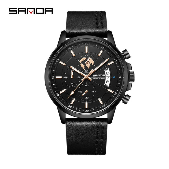 Wholesale Men's Quartz Watch Zinc Alloy Case Steel Belt Round Dial Waterproof Leisure Style