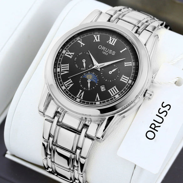 Wholesale Men's Quartz Watches Alloy Case Mineral Reinforced Glass Mirror Round Dial Business Style