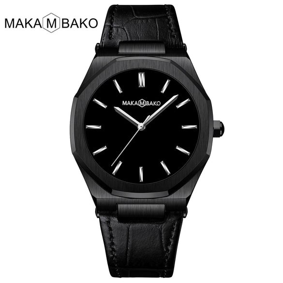 Wholesale Men's Quartz Watches With Octagonal And Round Dials Mineral Strengthened Glass Mirror Stainless Steel Clasp Metal Case Genuine Leather Strap Waterproof And Printed Logo