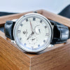 Wholesale Men's Relief Dot Diamond Fully Automatic Mechanical Watch With Round Dial Mineral Reinforced Glass Mirror Stainless Steel Buckle And Genuine Leather Strap
