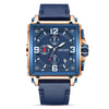 Wholesale Men's Retro Fashion Square Multifunctional Chronograph Calendar Watch Genuine Leather Strap Alloy Case Mineral Strengthened Glass Mirror