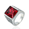 Wholesale Men's Retro Gem Ring In Titanium And Stainless Steel With Great Wall And Geometric Pattern And Oil Treatment