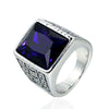 Wholesale Men's Retro Gem Ring In Titanium And Stainless Steel With Great Wall And Geometric Pattern And Oil Treatment