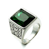Wholesale Men's Retro Gem Ring In Titanium And Stainless Steel With Great Wall And Geometric Pattern And Oil Treatment