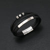 Wholesale Men's Retro Geometric Alloy Leather Woven Handmade Bracelet With Magnet Buckle