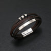 Wholesale Men's Retro Geometric Alloy Leather Woven Handmade Bracelet With Magnet Buckle