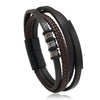 Wholesale Men's Retro Geometric Alloy Leather Woven Handmade Bracelet With Magnet Buckle
