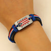 Wholesale Men's Retro Geometric Artificial Leather Handwoven Bracelet With Alloy Cross Accessories