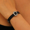 Wholesale Men's Retro Geometric Artificial Leather Handwoven Bracelet With Alloy Cross Accessories