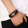 Wholesale Men's Retro Geometric Artificial Leather Handwoven Bracelet With Alloy Cross Accessories