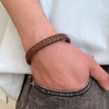 Wholesale Men's Retro Geometric Artificial Leather Handwoven Bracelet With Alloy Cross Accessories