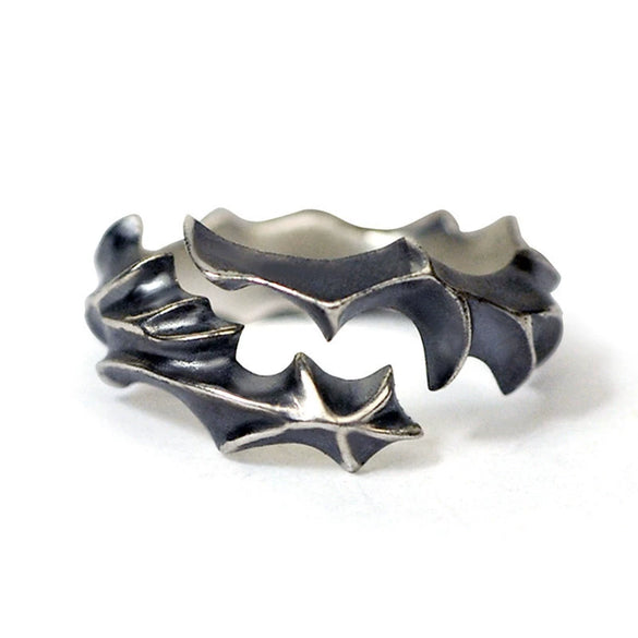 Wholesale Men's Retro Opening Irregular Geometric Stripe Wings Ring In Agate Punk Style