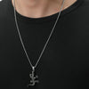 Wholesale Men's Retro Punk Crocodile Pendant Necklace Alloy Titanium Steel Electroplated Animal Pattern Square Pearl Chain