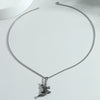 Wholesale Men's Retro Punk Crocodile Pendant Necklace Alloy Titanium Steel Electroplated Animal Pattern Square Pearl Chain