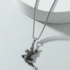 Wholesale Men's Retro Punk Crocodile Pendant Necklace Alloy Titanium Steel Electroplated Animal Pattern Square Pearl Chain