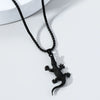 Wholesale Men's Retro Punk Crocodile Pendant Necklace Alloy Titanium Steel Electroplated Animal Pattern Square Pearl Chain