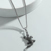 Wholesale Men's Retro Punk Crocodile Pendant Necklace Alloy Titanium Steel Electroplated Animal Pattern Square Pearl Chain
